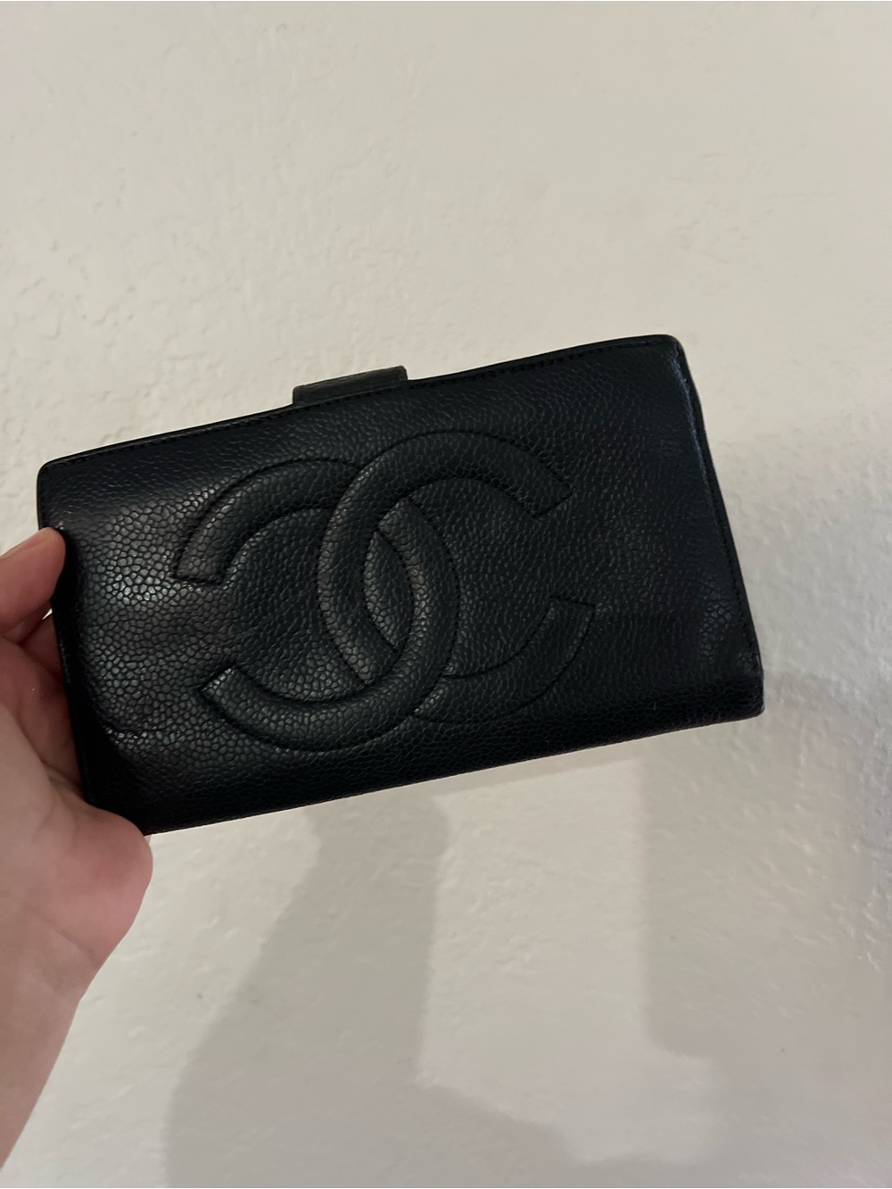 CHANEL Black Caviar Leather Continental Wallet vintage